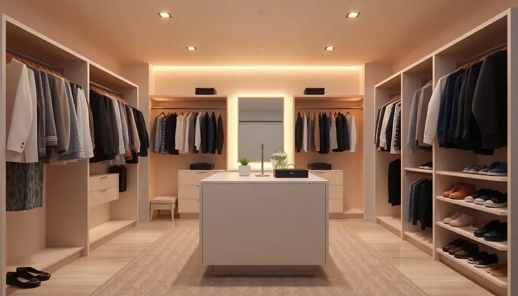 Building Your Wardrobe Sanctuary: The Multipurpose Room A well-organized multipurpose wardrobe room layout.